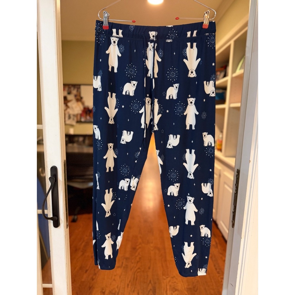 Pixie Lane Pixielane Navy Polar Bear Jogger Sweat Pants Drawstring Size XL EUC